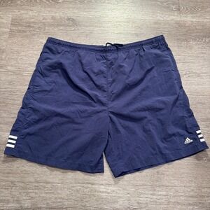 Vintage Adidas Shorts Mens 2XL‎ Blue Mesh Lined Swim Trunk Nylon Drawstring Y2K